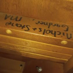 Dining table and chairs.