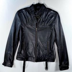 Metro 7 Black Leather Moto Jacket Women’s
