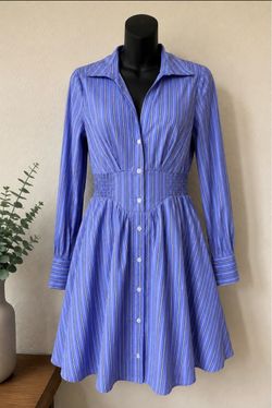 Women’s Blue Striped Button-Down Dress