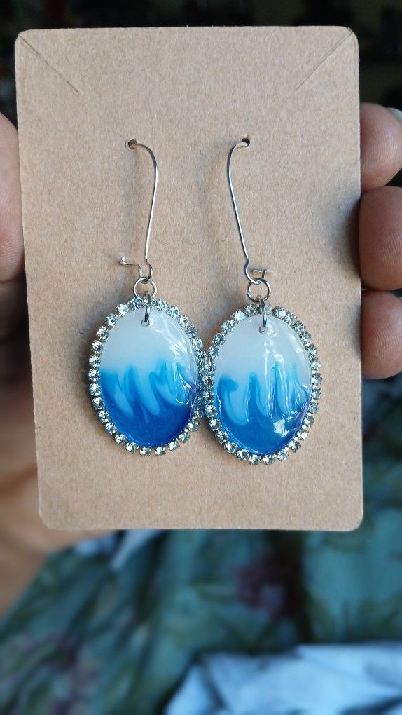 Blue Wave Resin Earrings