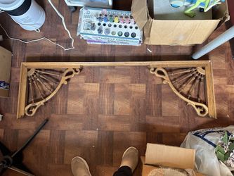 Vintage architectural wall piece with fretwork and spindles