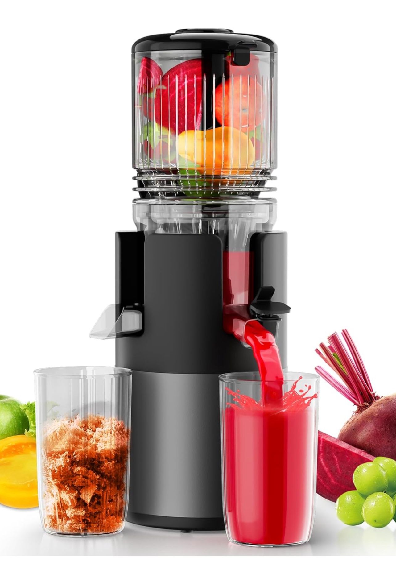 Brandnew Cold Press Juicer Machines, High Nutrient Retention, 99% Juice Yield, 5.3" Wide Feed Chute for Whole Fruits & Vegetables, Quiet Slow Masticat