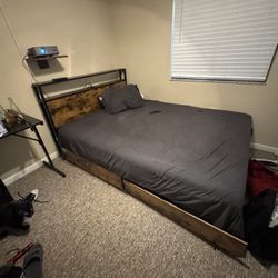 Queen Bed Frame With Led And Plugs 