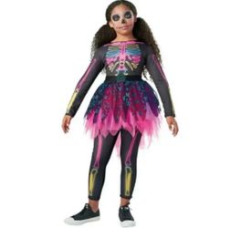 New Neon Girls In The Dark Girls Skeleton Costume. Size 8-10. Cute!