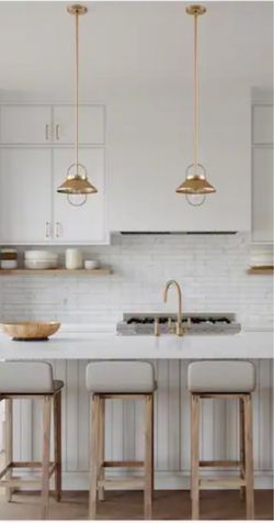 pendant lights for kitchen color satin brass new in open box