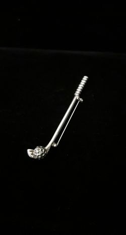 3" x .7" Ultra Rare "Molina" Handcrafted Solid Sterling Silver Golf Club & Ball, Pin/Brooch, signed