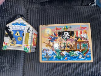 Melissa Dough Wooden Puzzle And Wooden Doorbell House