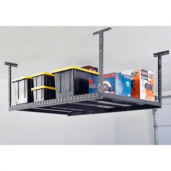 Husky 97.5 in. W x 43.75 in. H x 32 in. D Adjustable Height Metal Heavy-Duty Overhead Garage Storage