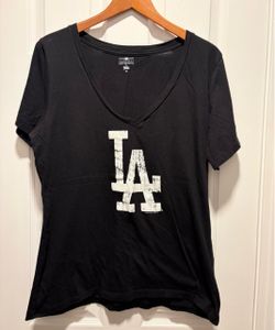 MLB Genuine Merchandise Los Angeles Dodgers Black & White V-Neck T-Shirt XXL