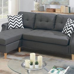 Brand New Blue Grey Reversible Sectional Sofa