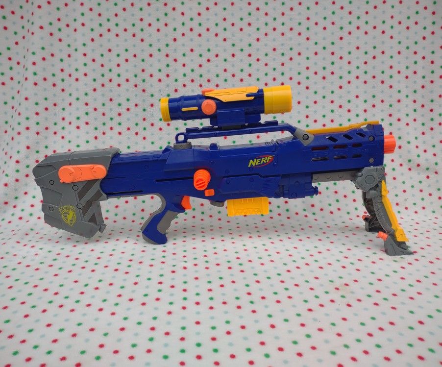Nerf N-Strike Blue Longshot CS-6 Sniper Rifle Main Blaster Gun With Clip N Scope