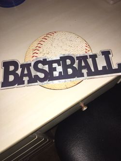 Baseball metal wall plaque