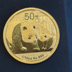 1/10 oz Gold Panda Coin – China 50 Yuan – .999 Fine Gold