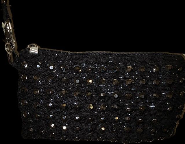 Black Beaded Bean Shoulder Bag