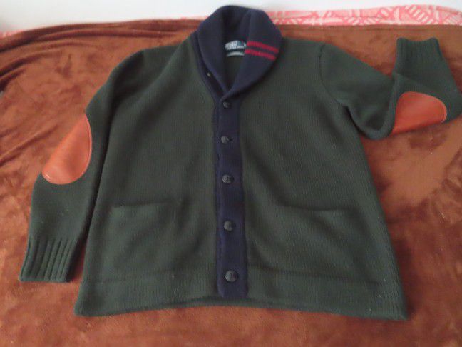 VTG Polo Ralph Lauren Shawl Collar Cardigan Wool / merino wool Sweater green L