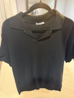 Zara Black Ribbed Crop Top (Medium)