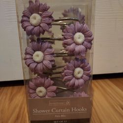 Home Trends 12 Shower Curtain Hooks New Fern Bliss Purple Floral