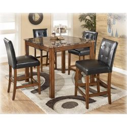 D158-233 Ashley Furniture Theo - Brown Square Counter Table Set