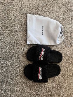 Balenciaga Furry Slide Slippers Black