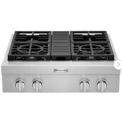 30 in. Gas Commercial Cooktop with 4-Burners in Stainless Steel