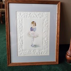 Original Watercolor  Painting Art Dancer Ballerina Framed