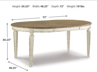 Beautiful Ashley Furniture (Raelyn) Collection  extendable dining table and matching bar!