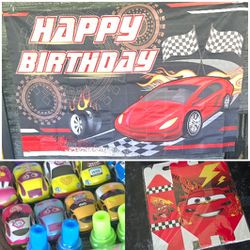 Happy Birthday Race CARS Banner & Favors 12