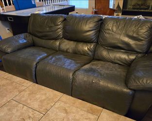 Free Dark Gray Leather Reclining Full Size Sofa