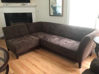 WICKED AWESOME COUCH! LIKE NEW! L-SHAPE, RIGHT OR LEFT! BROWN VELVET.