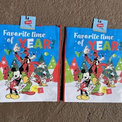 2 Brand new Disney Christmas Mickey & Friends reusable bags