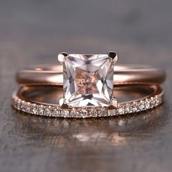 "Engagement and Wedding Rose Gold Ring Set for Women, VIP080
  