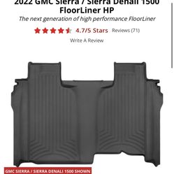 2022 Gmc Sierra1500/Denali Rear Floor Mat 