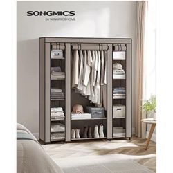 SONGMICS Closet Wardrobe Portable Clothes Rail with Non-Woven Fabric Cover - Taupe