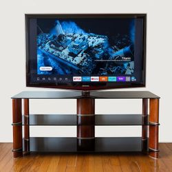 Samsung 55" HDTV + Modern Glass/Wood TV Stand – Excellent Condition