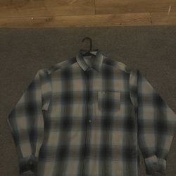 Baby Blue Checkered Long sleeve CaliTop Button-up Size Medium but Oversized