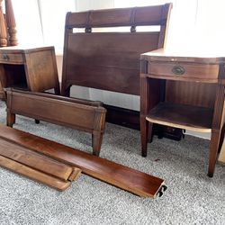 Antique Twin Bed Frames with 2 Night Stands 