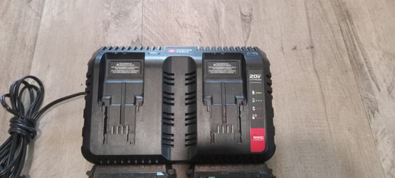 Porter Cable PCCB122 20V Lithium Rapid Charger With Two Batteries