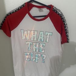 Victorias Secret PINK XS BLING “WHAT THE ELF” Holiday T-shirt Tee