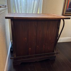 Rustic Wood Bar Cabinet with Wine Rack & Storage
