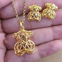 Tous Geometrical Goldel Bear - Jewelry Set