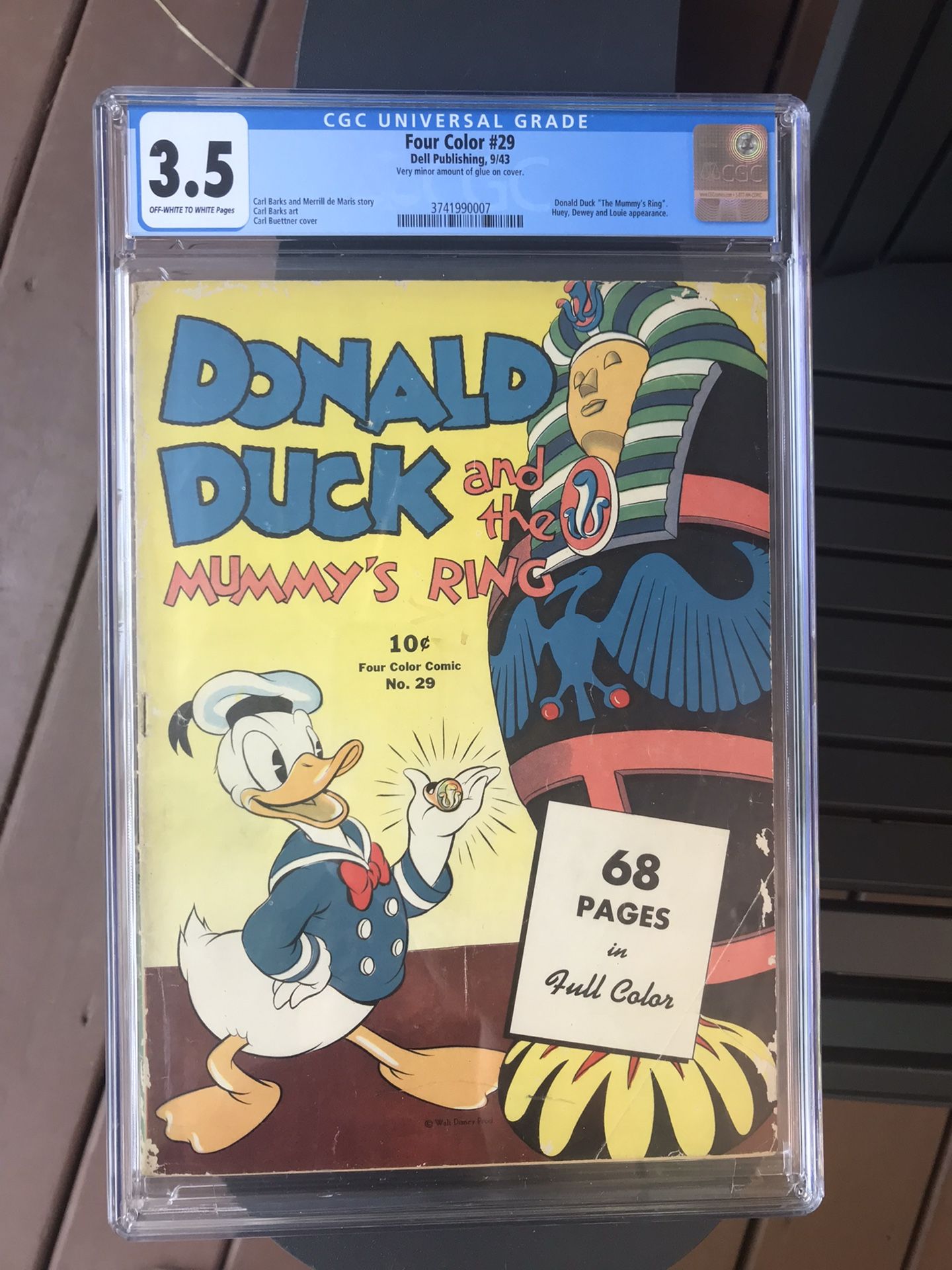 Four Color #29 (1943) CGC 3.5 — O/w to White Pages; Carl Bark’s “The Mummy’s Ring”