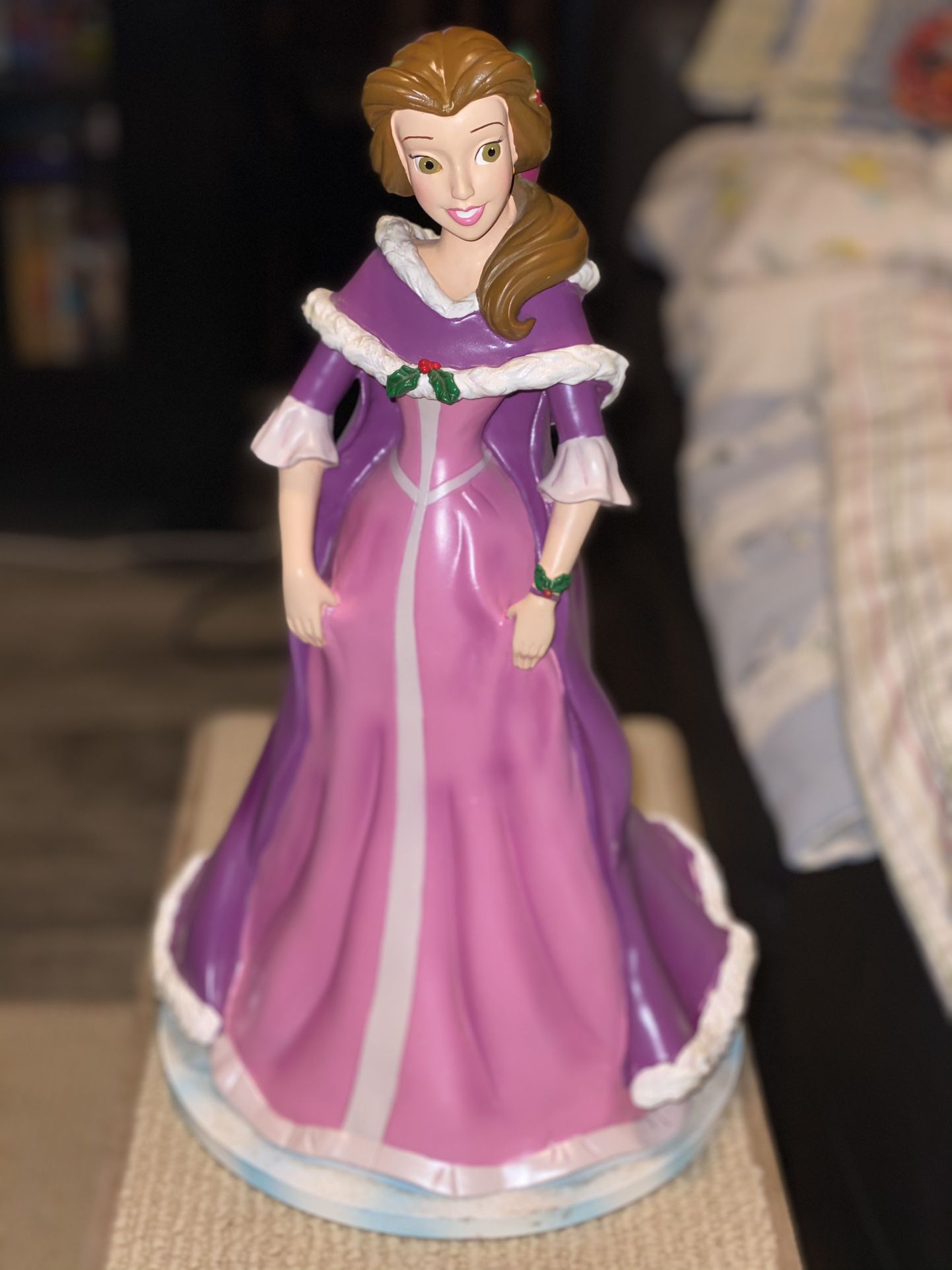 Belle, Beauty And The Beast , 14.5” Tall Figurine, $80 Base Is 8” Across, Glitter Accents