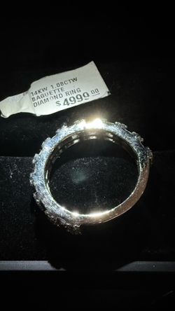 14K White Gold 1.08CTW Baguette Diamond Ring