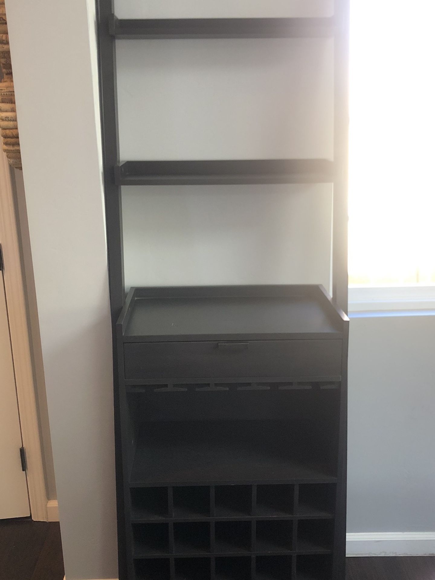 Dark Grayish Brown Wine Shelf Unit