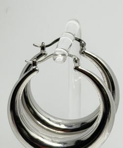 Stamped, 925 Sterling Silver hoops  Earrings