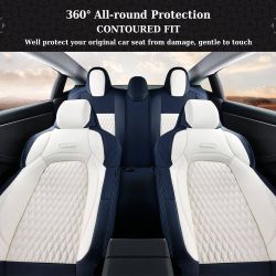 Tesla Model 3 2024 2025 Coverado Car Seat Covers *Full Set* Leatherette Blue and White