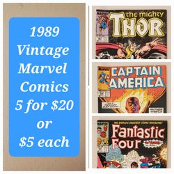 1989 Marvel Comics - 5 for $20 or $5 each - Bagged w/Board - Great Condition - Vintage