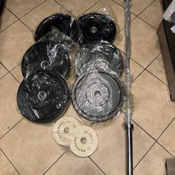 Brand new bumper weights 240lbs total plus 7ft 45lbs bar price is firm 