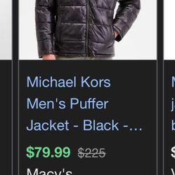 Michael Kors Mens Puffer Jacket 
