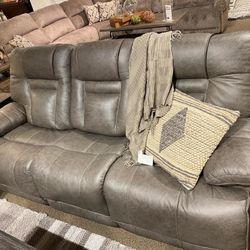 Wurstrow Smoke Power Reclining Sofa, Loveseat And Recliner$10 Down Payment And Financing Available